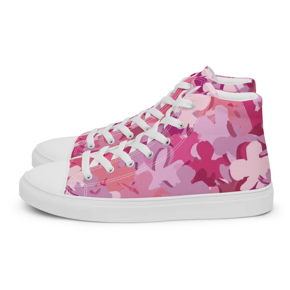 Petal Pulse on Men's High Top Canvas Shoes — Left