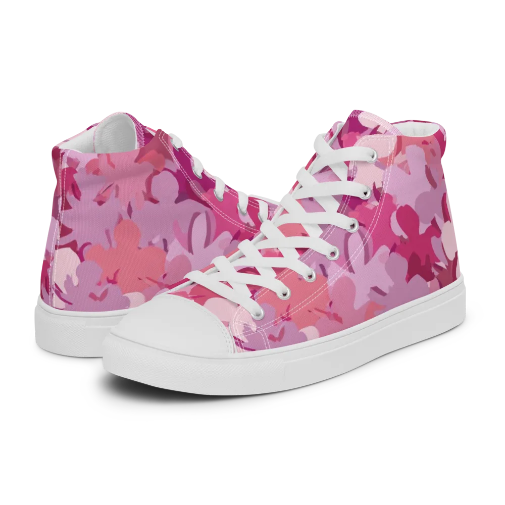 Petal Pulse on Men's High Top Canvas Shoes — Left