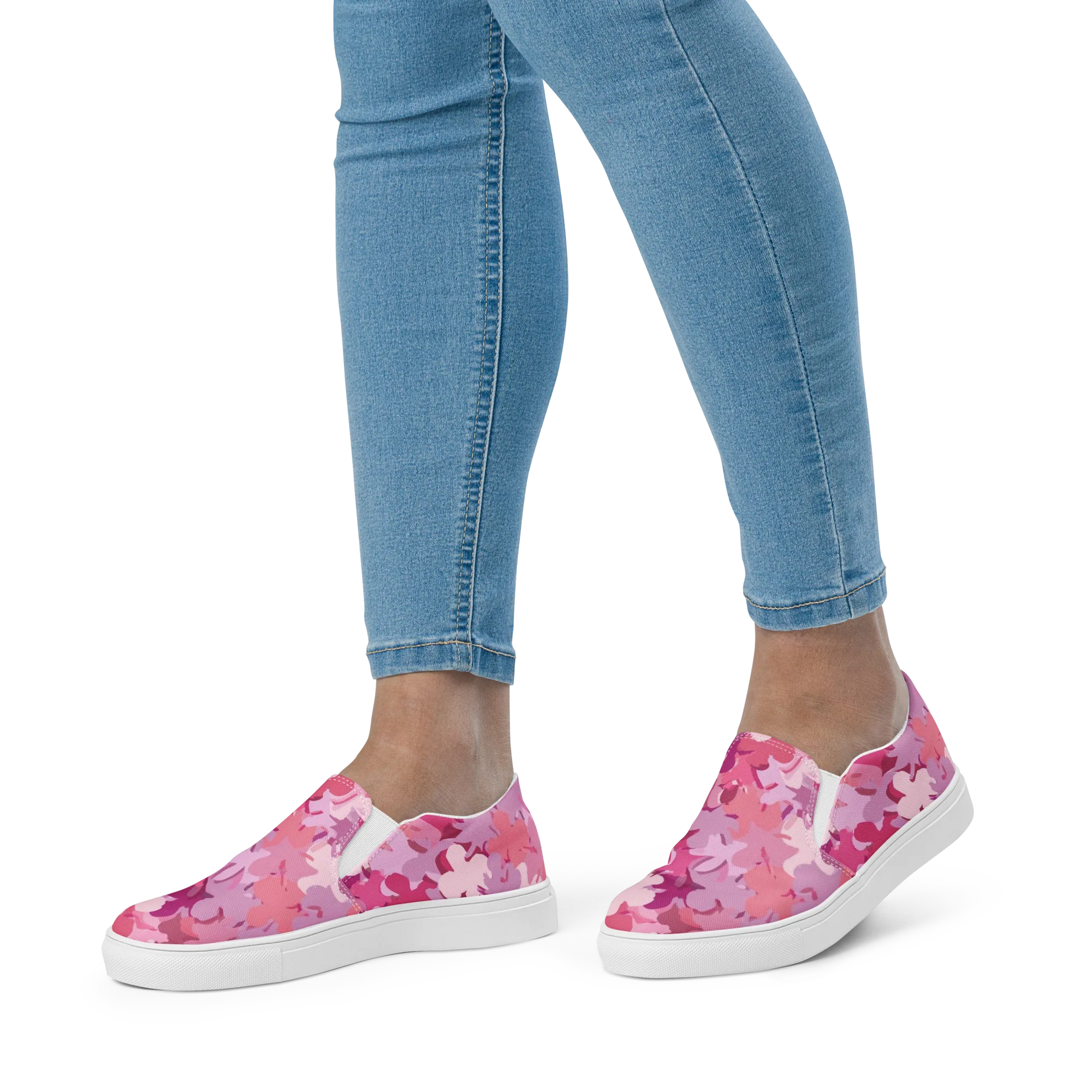 Petal Pulse on Women's Slip-On Canvas Shoes — Front