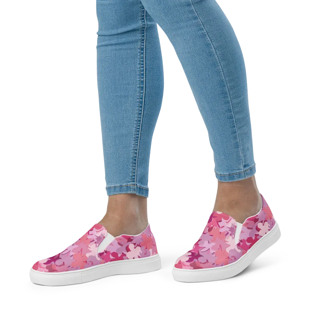 Petal Pulse on Women's Slip-On Canvas Shoes — Front
