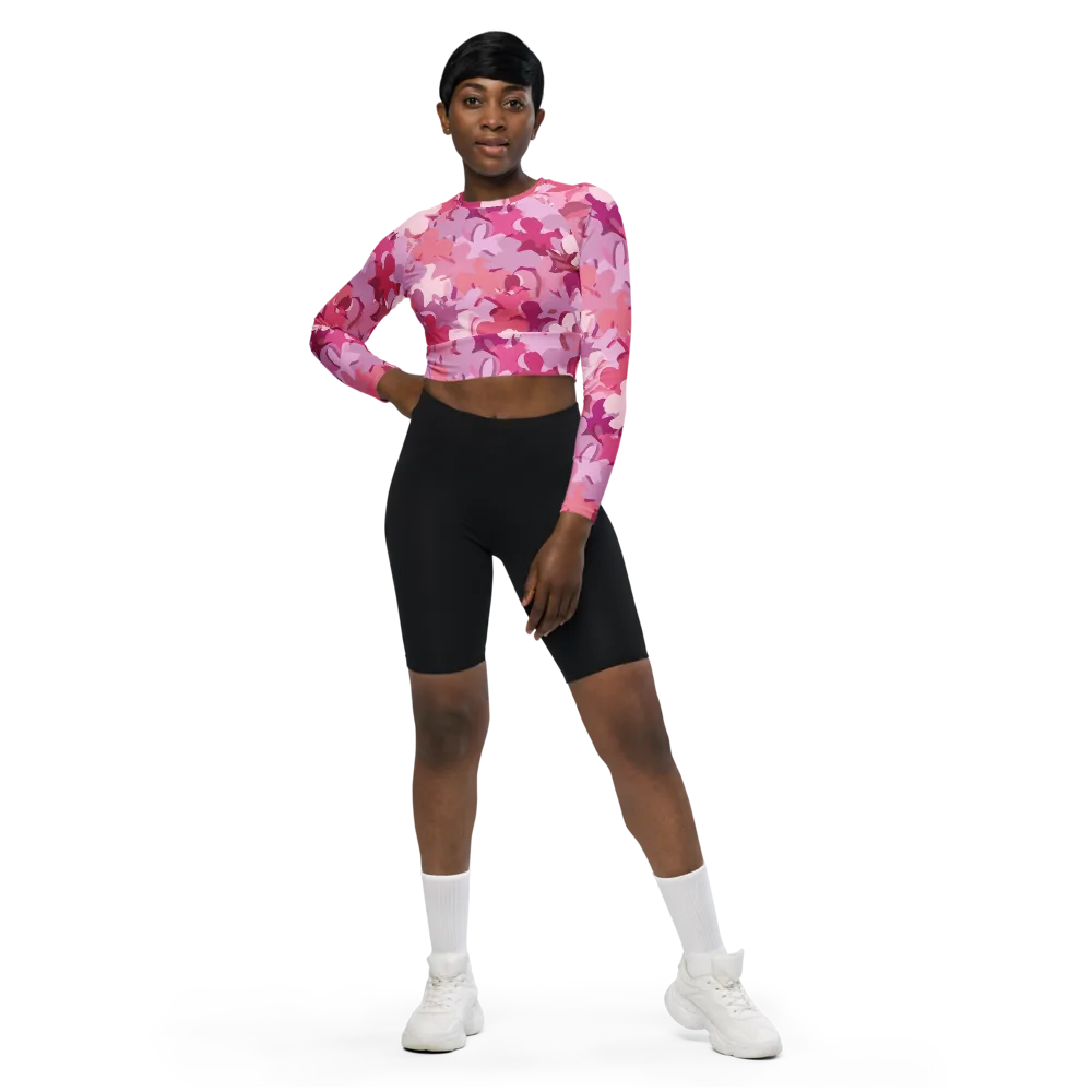 Petal Pulse on Long Sleeve Crop Top — Front