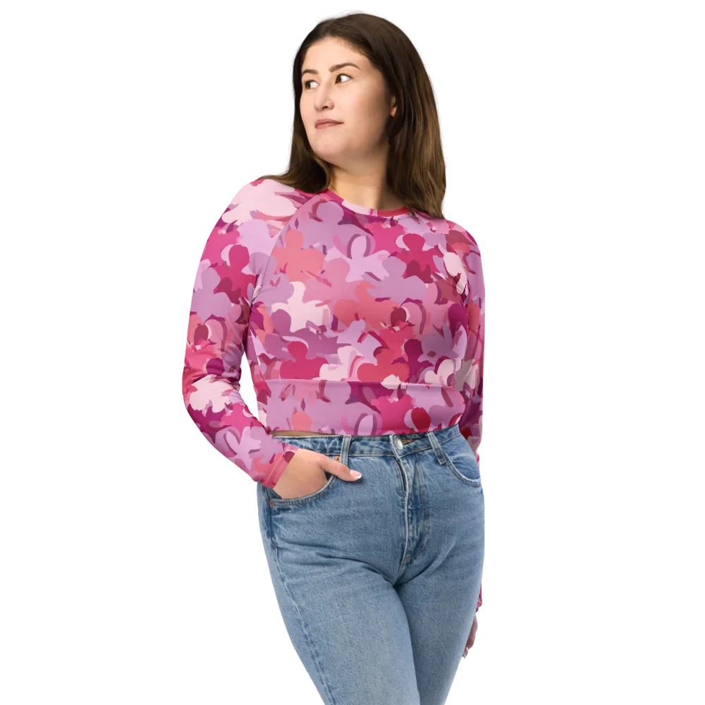 Petal Pulse on Long Sleeve Crop Top — Front