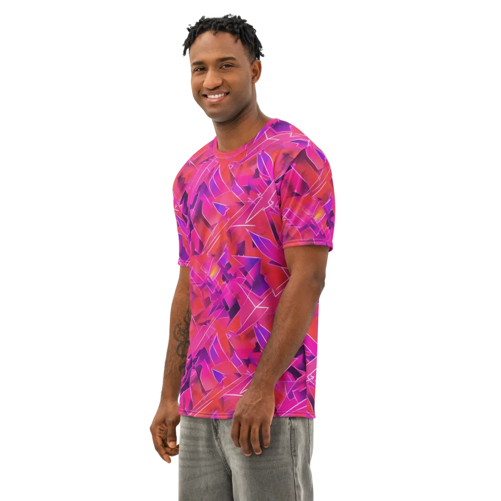 Signal Crush on Men's Cotton Crew Neck T-Shirt — Left Front