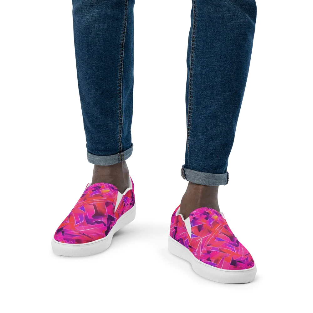 Signal Crush on Men's Slip-On Canvas Shoes — Front