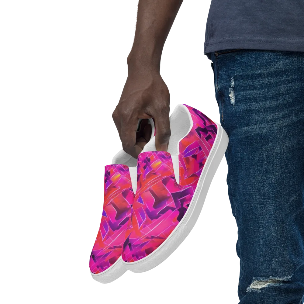Signal Crush on Men's Slip-On Canvas Shoes — Left Front