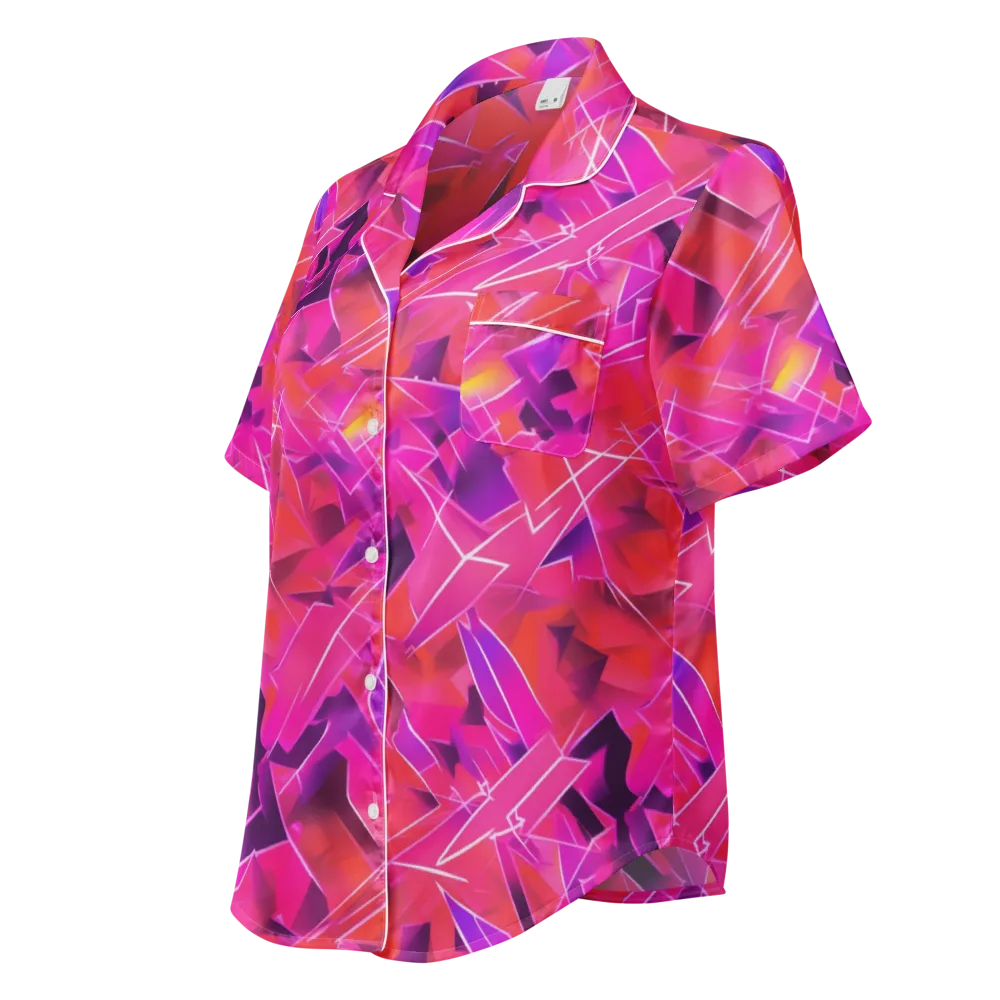 Signal Crush on Women's Short Sleeve Pajama Top — Left Front