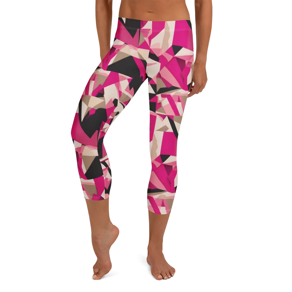 Hot Pink Blueprint on Capri Leggings — Front