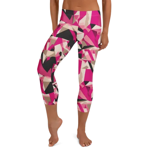 Hot Pink Blueprint on a Capri Leggings