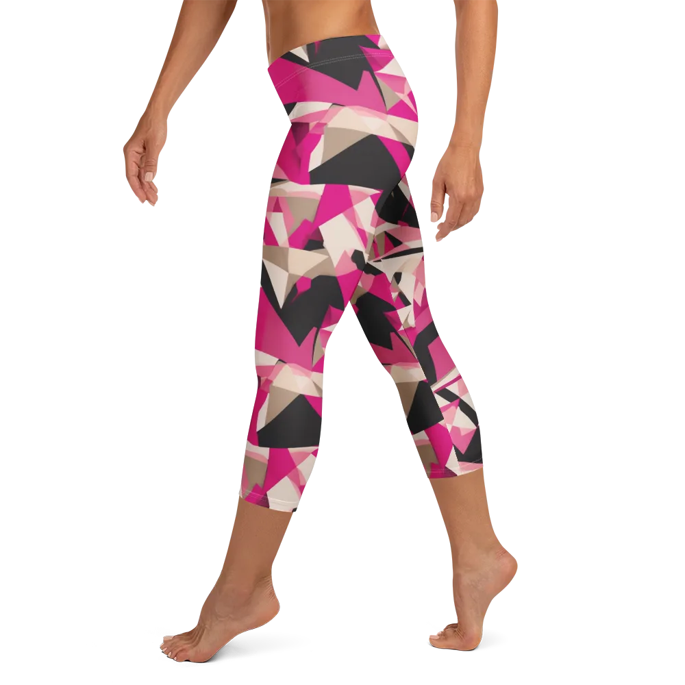 Hot Pink Blueprint on Capri Leggings — Left
