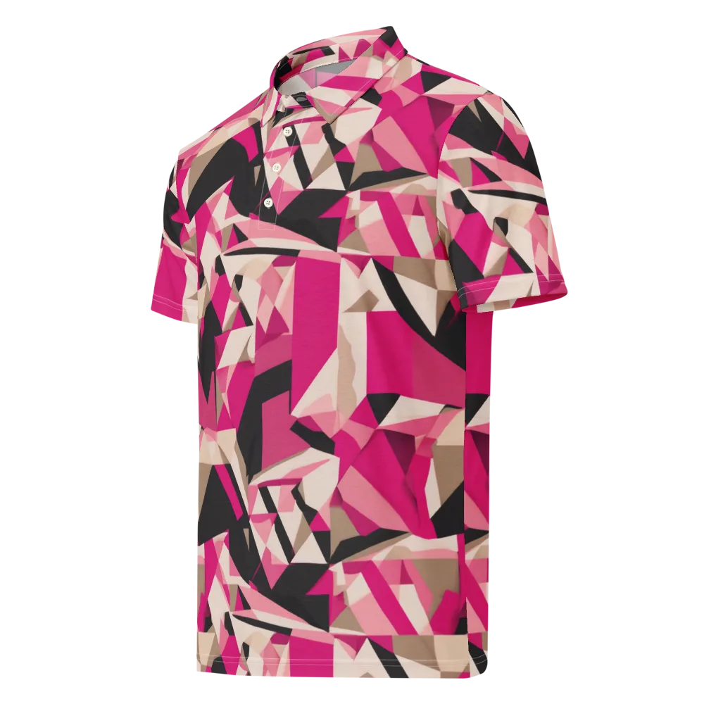 Hot Pink Blueprint on Men's Slim Fit Polo Shirt — Left Front