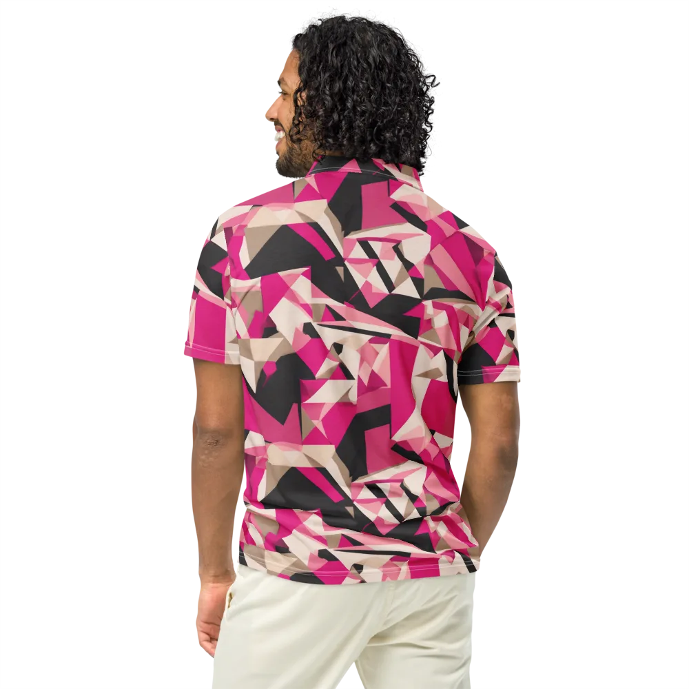Hot Pink Blueprint on Men's Slim Fit Polo Shirt — Back