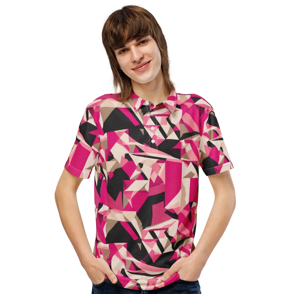 Hot Pink Blueprint on Men's Slim Fit Polo Shirt — Front