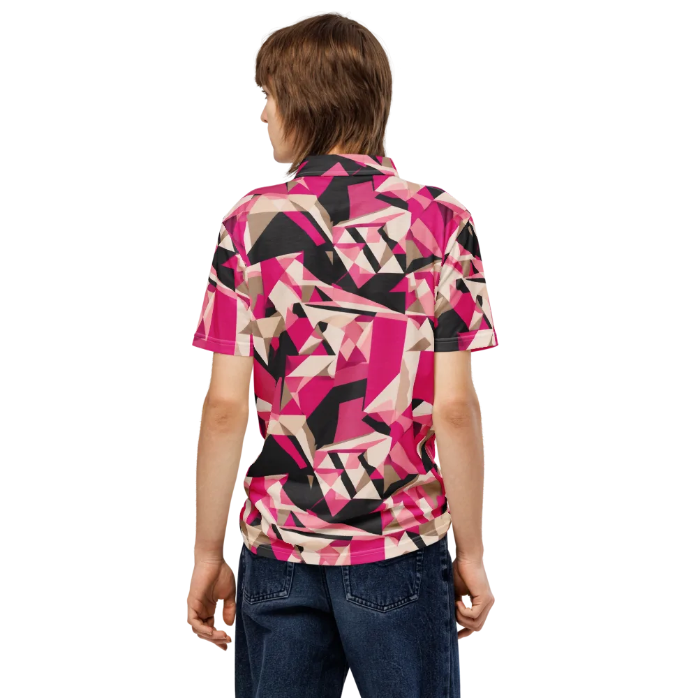 Hot Pink Blueprint on Men's Slim Fit Polo Shirt — Back