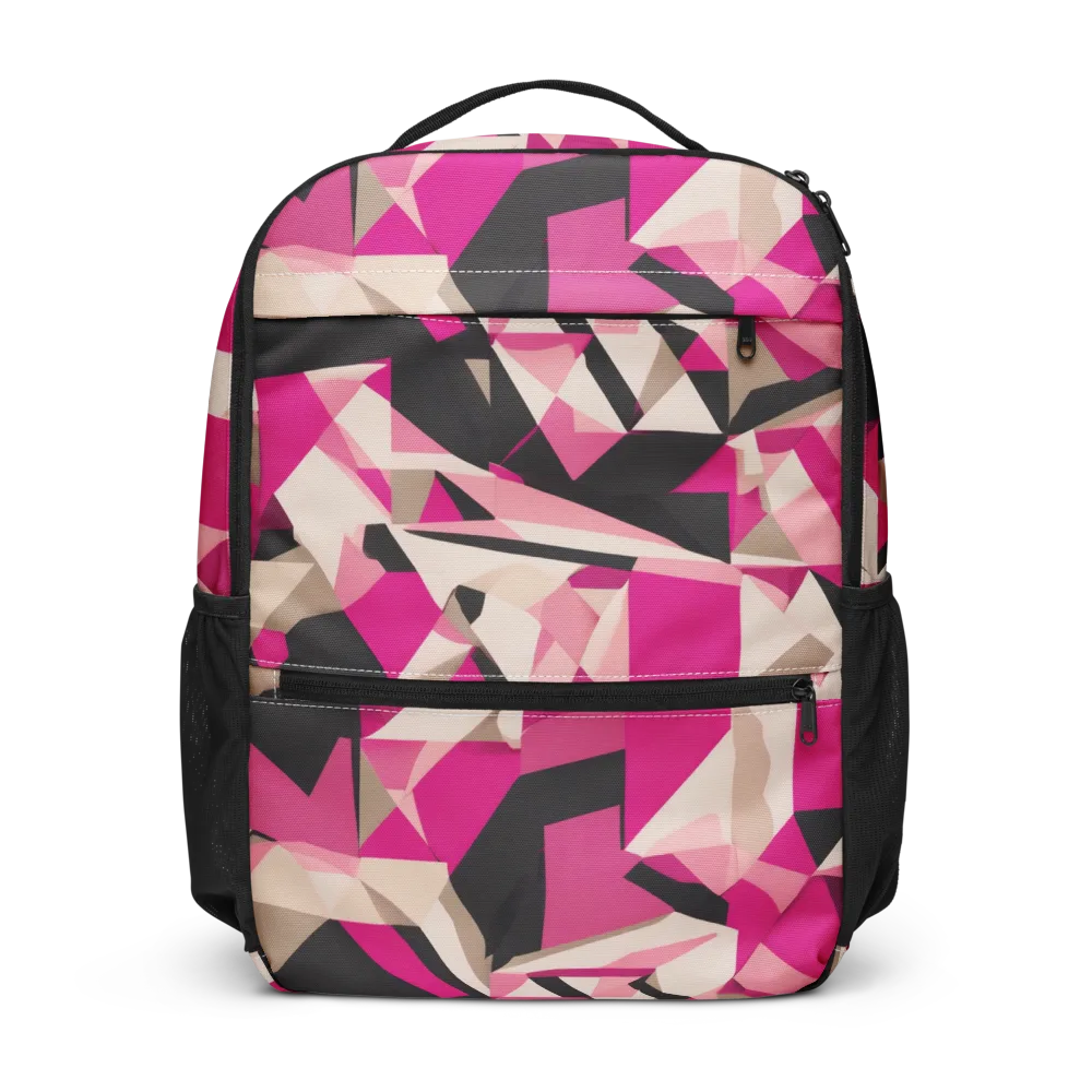 Hot Pink Blueprint on Utility Backpack — Front