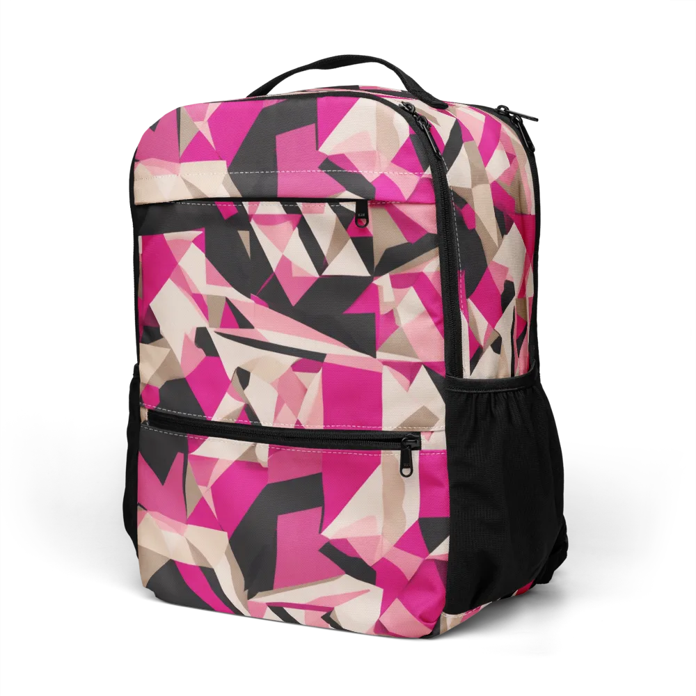Hot Pink Blueprint on Utility Backpack — Left Front
