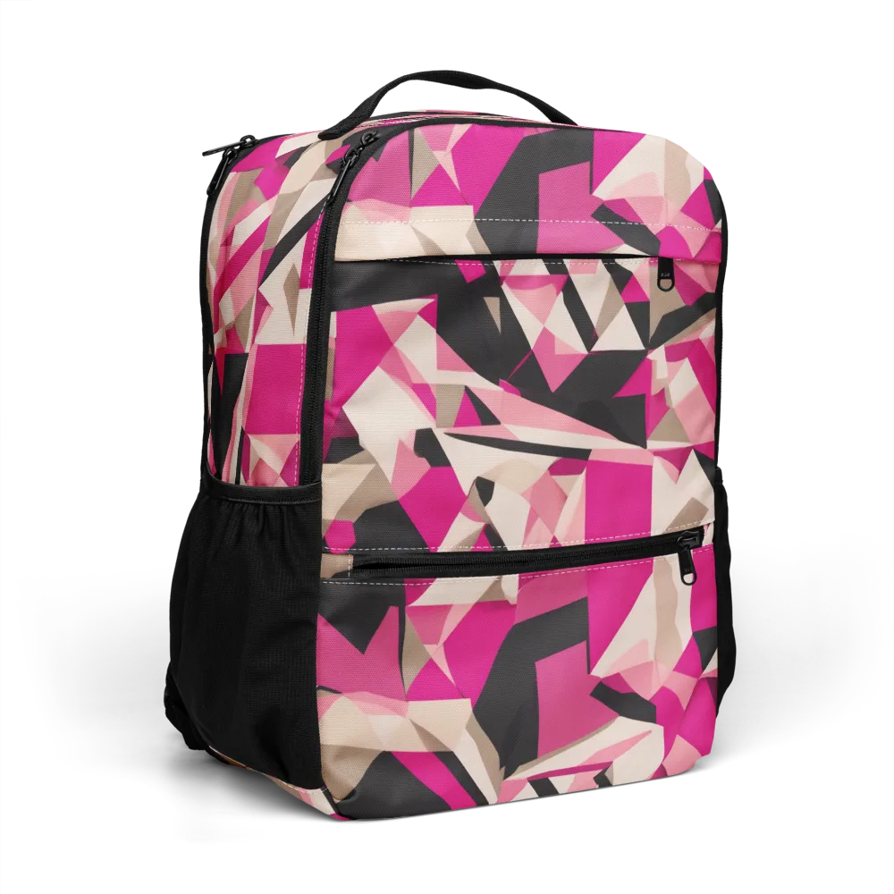 Hot Pink Blueprint on Utility Backpack — Right Front