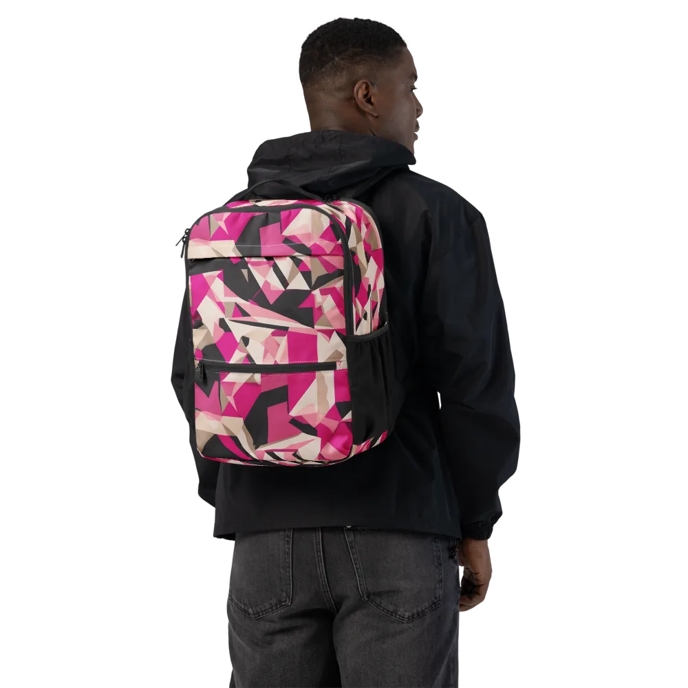 Hot Pink Blueprint on Utility Backpack — Back