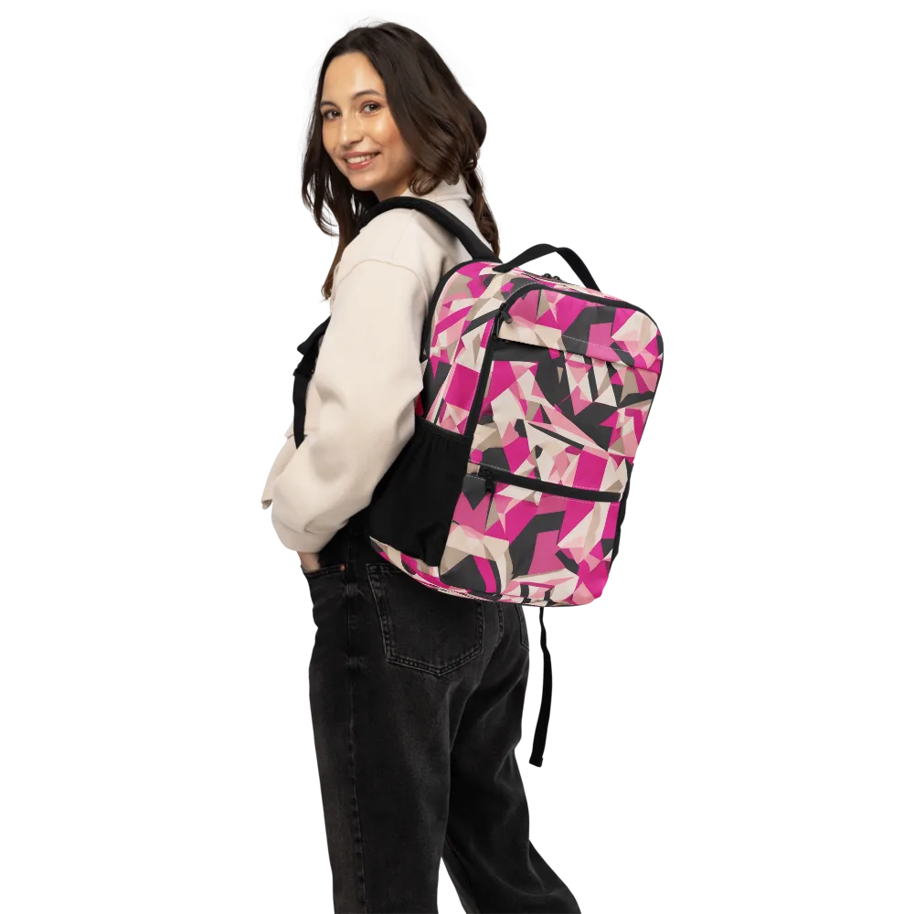 Hot Pink Blueprint on Utility Backpack — Back