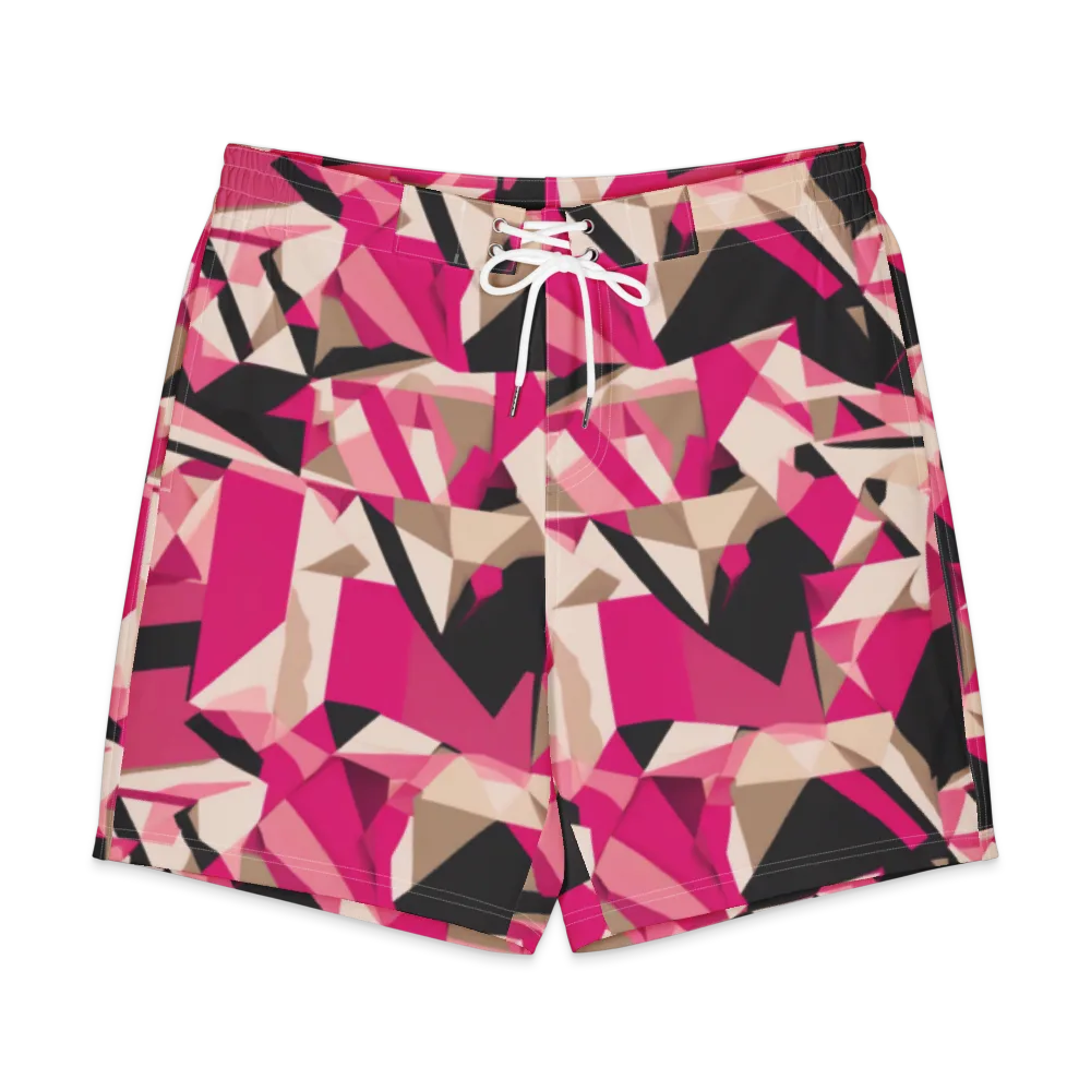 Hot Pink Blueprint on Men's Board Shorts — Front
