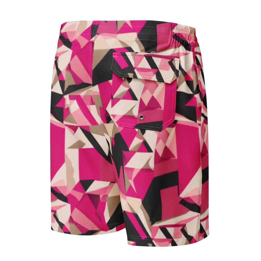 Hot Pink Blueprint on Men's Board Shorts — Back