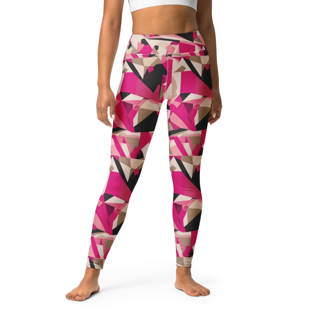 Hot Pink Blueprint on Yoga Leggings — Front