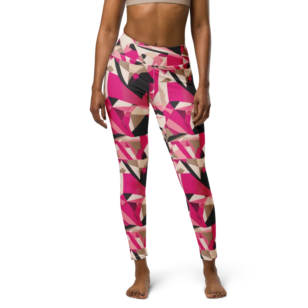 Hot Pink Blueprint on Yoga Leggings — Front