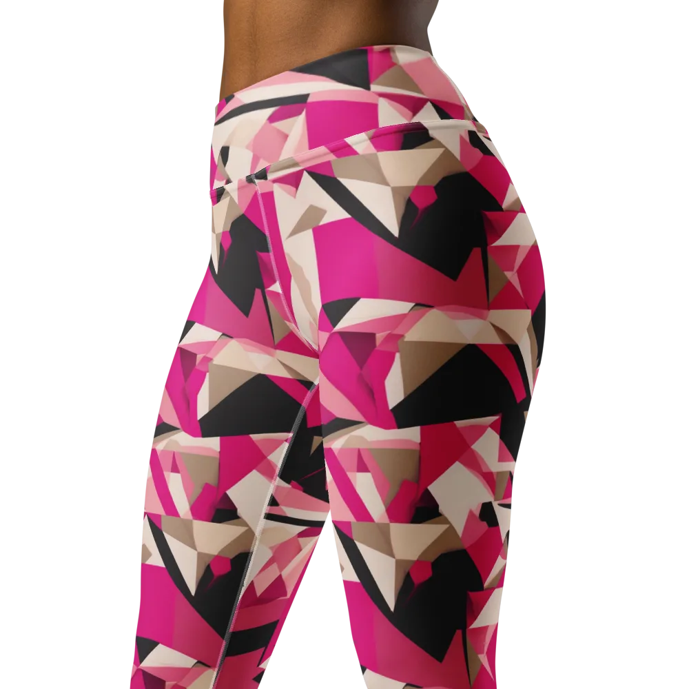 Hot Pink Blueprint on Yoga Leggings — Left Front