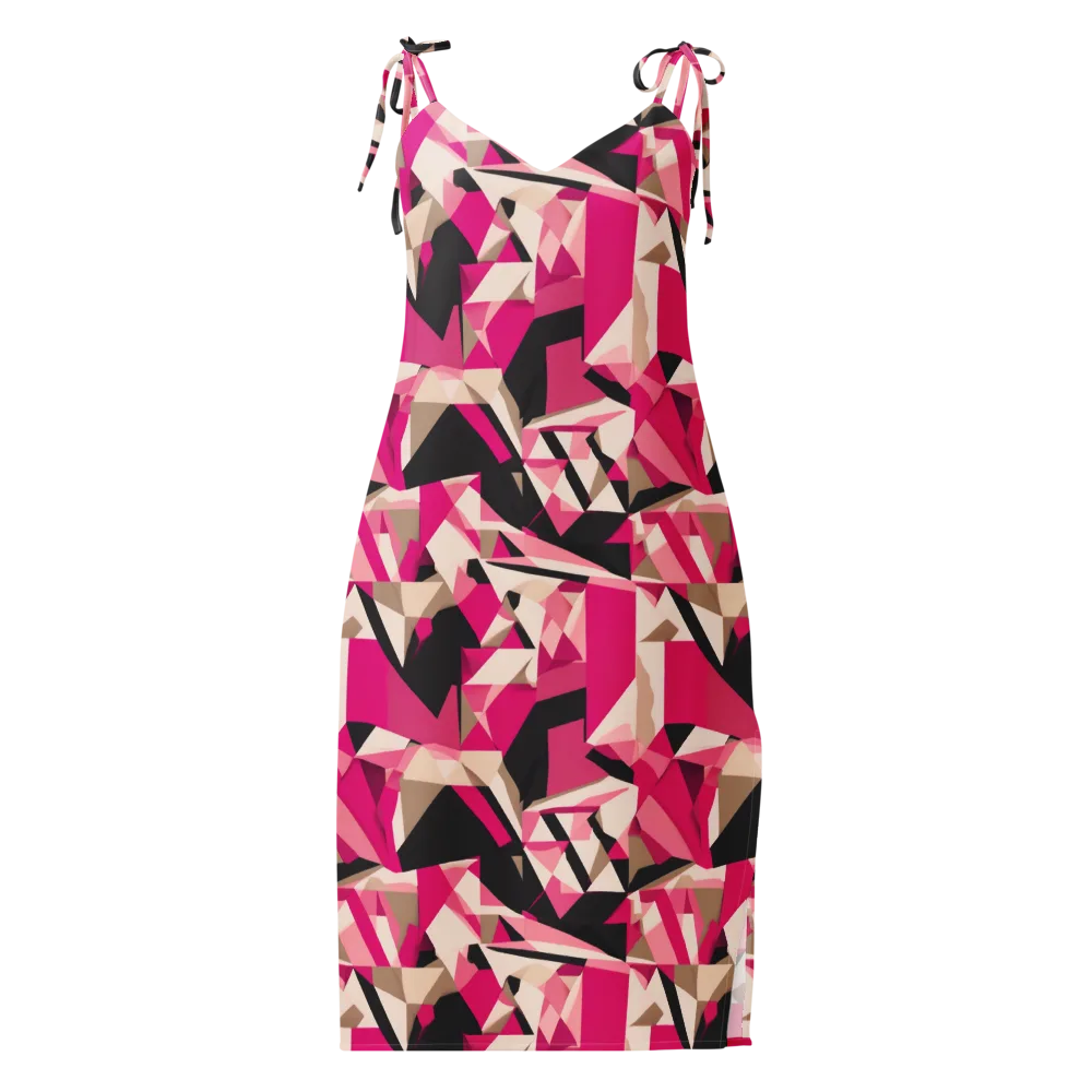 Hot Pink Blueprint on Slip Dress — Front