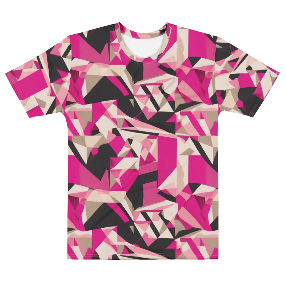 Hot Pink Blueprint on Men's Cotton Crew Neck T-Shirt — Front