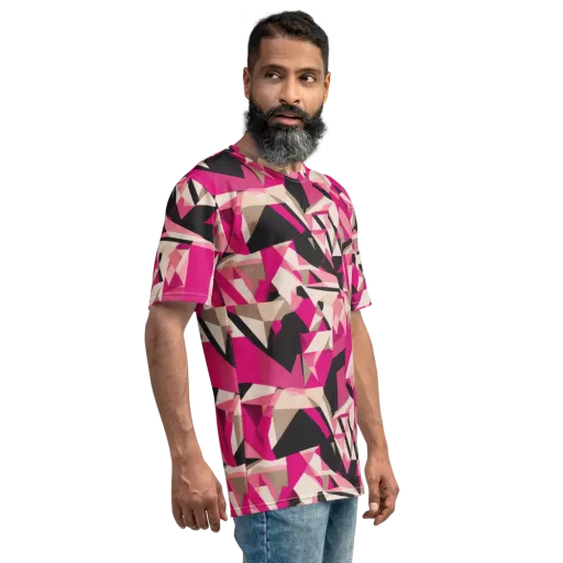 Hot Pink Blueprint on a Men's Crew Neck T-Shirt