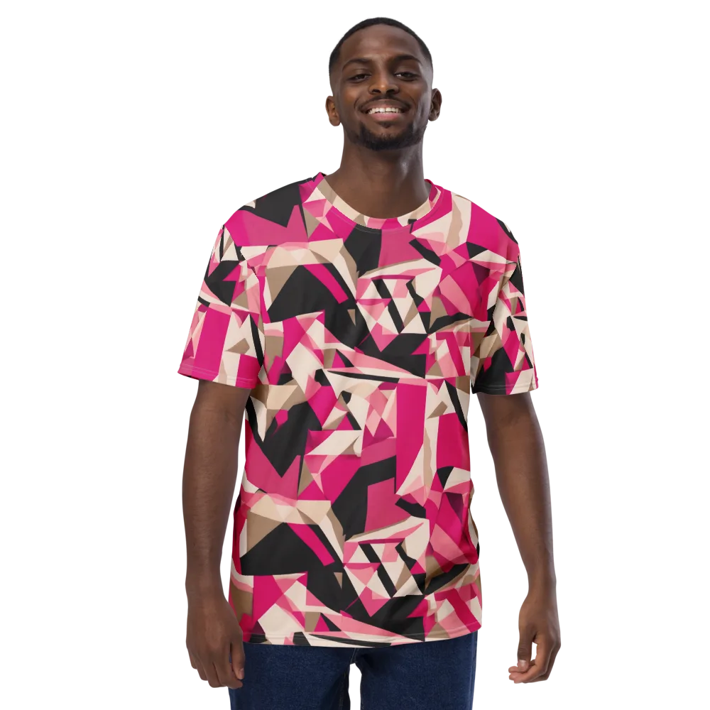 Hot Pink Blueprint on Men's Crew Neck T-Shirt — Front