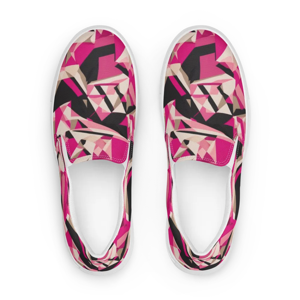 Hot Pink Blueprint on Men's Slip-On Canvas Shoes — Front