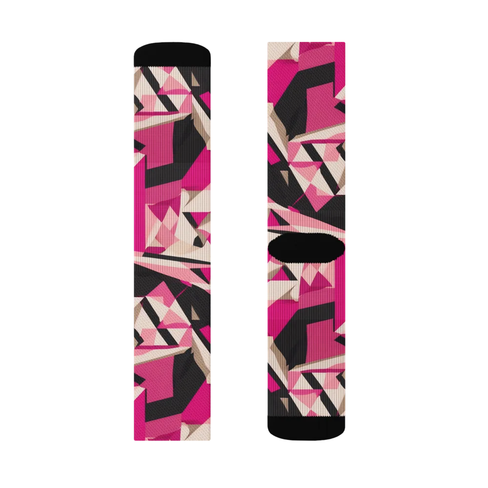 Hot Pink Blueprint on Socks — Left Sock