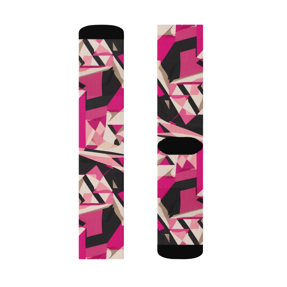 Hot Pink Blueprint on Socks — Right Sock