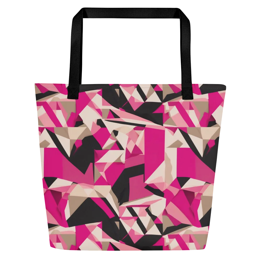 Hot Pink Blueprint on Large Tote Bag W/ Pocket — Front