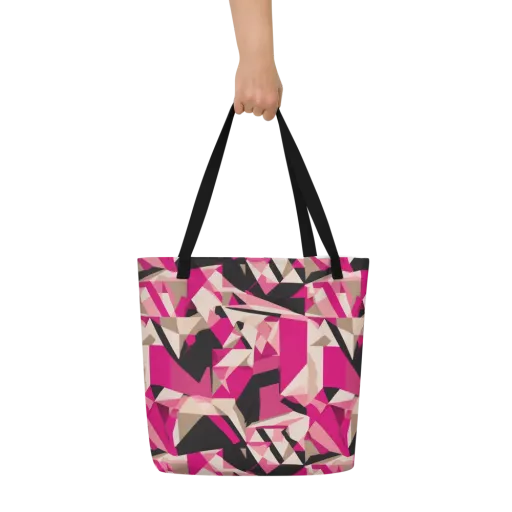 Hot Pink Blueprint on a Large Tote Bag W/ Pocket