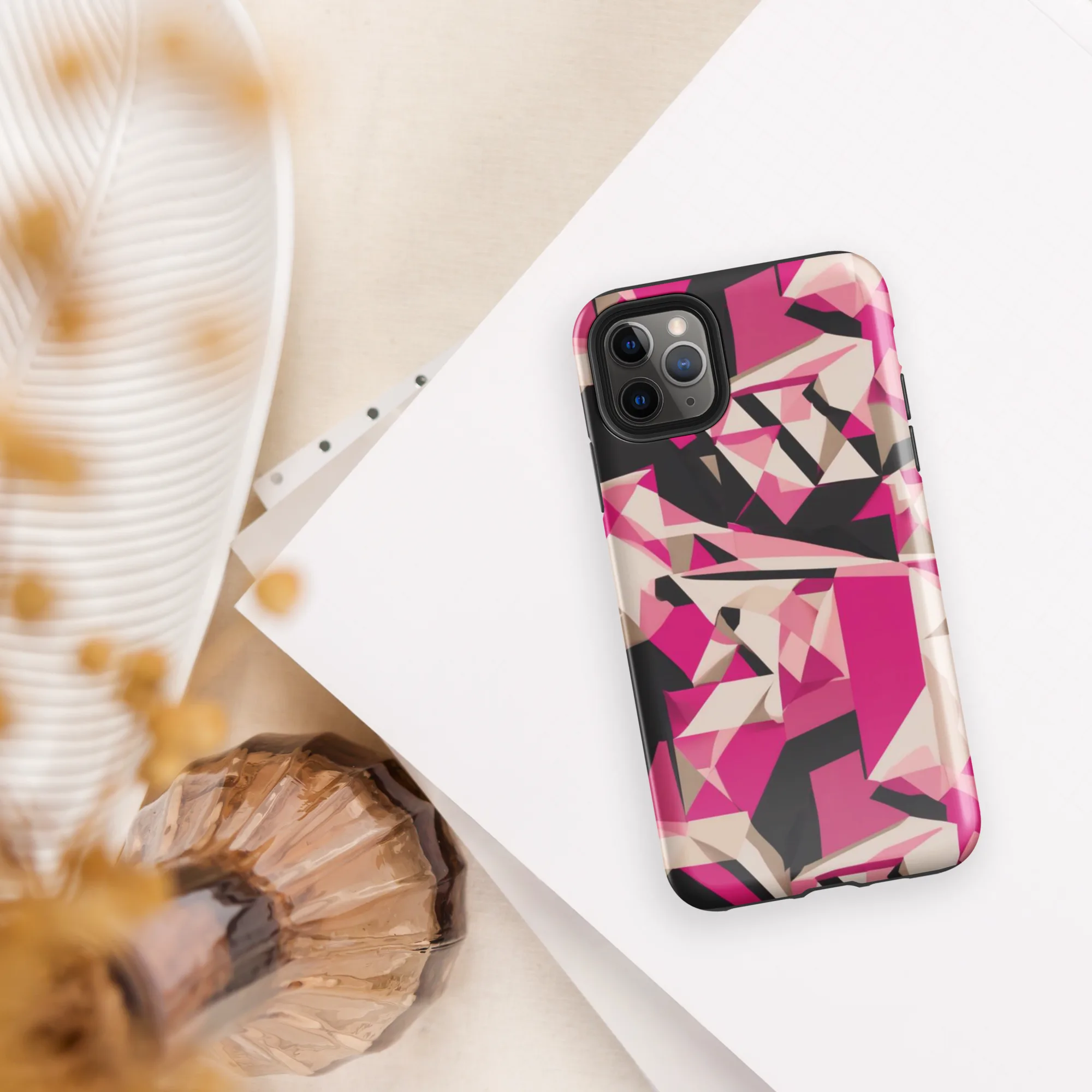 Hot Pink Blueprint on Tough Case for iPhone® — Front