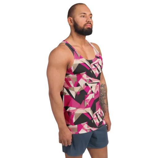Hot Pink Blueprint on a Men's Tank Top