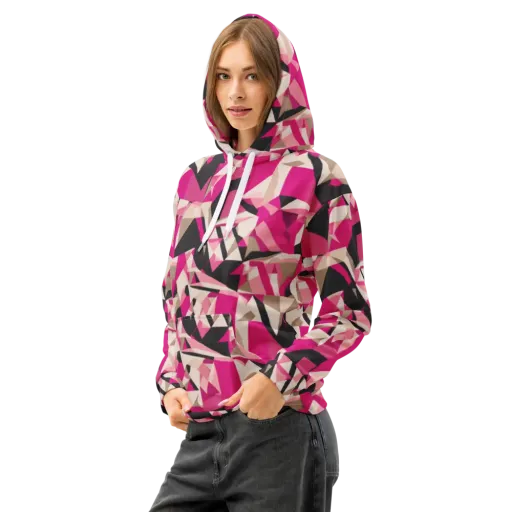 Hot Pink Blueprint on a Cotton Hoodie