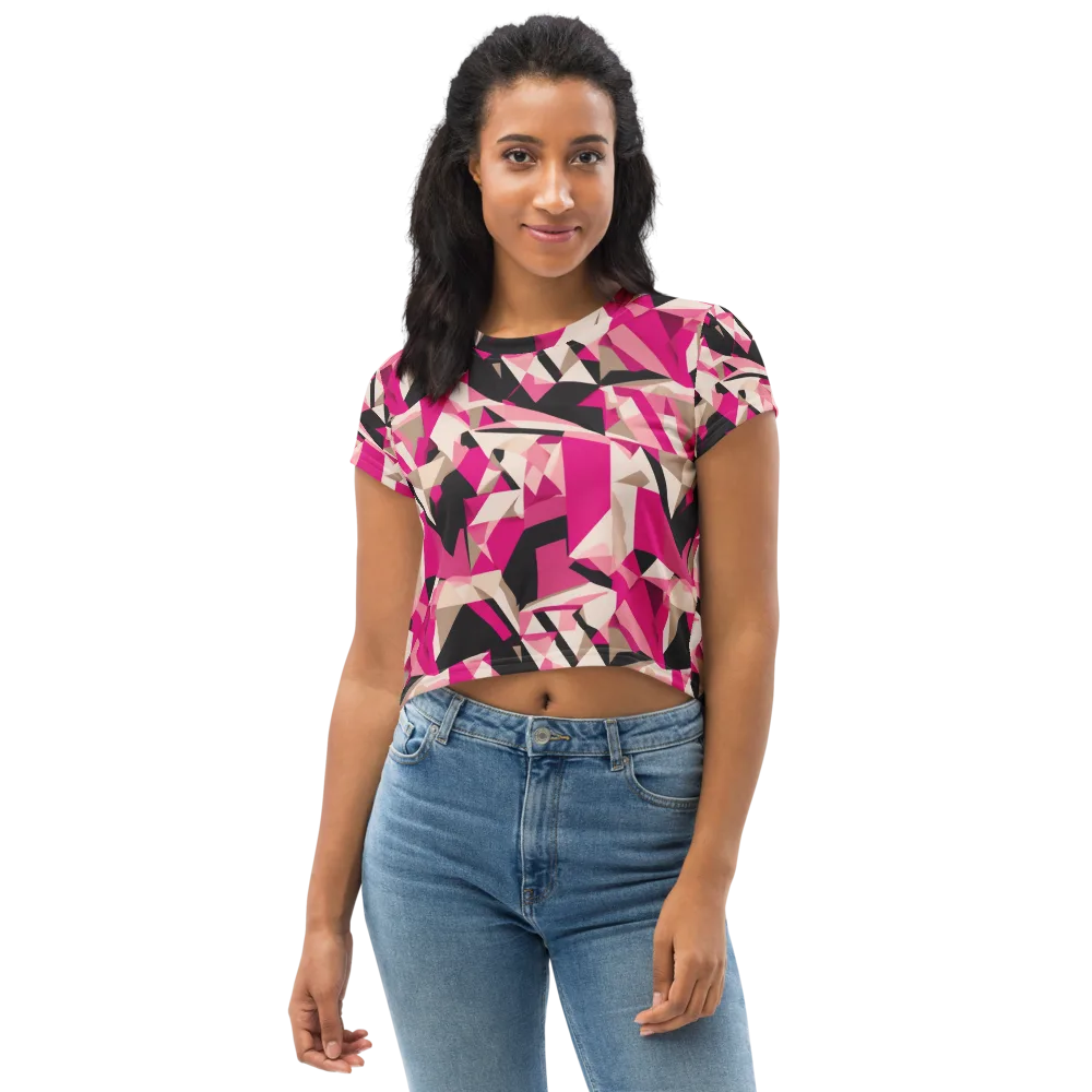 Hot Pink Blueprint on Crop Tee — Front