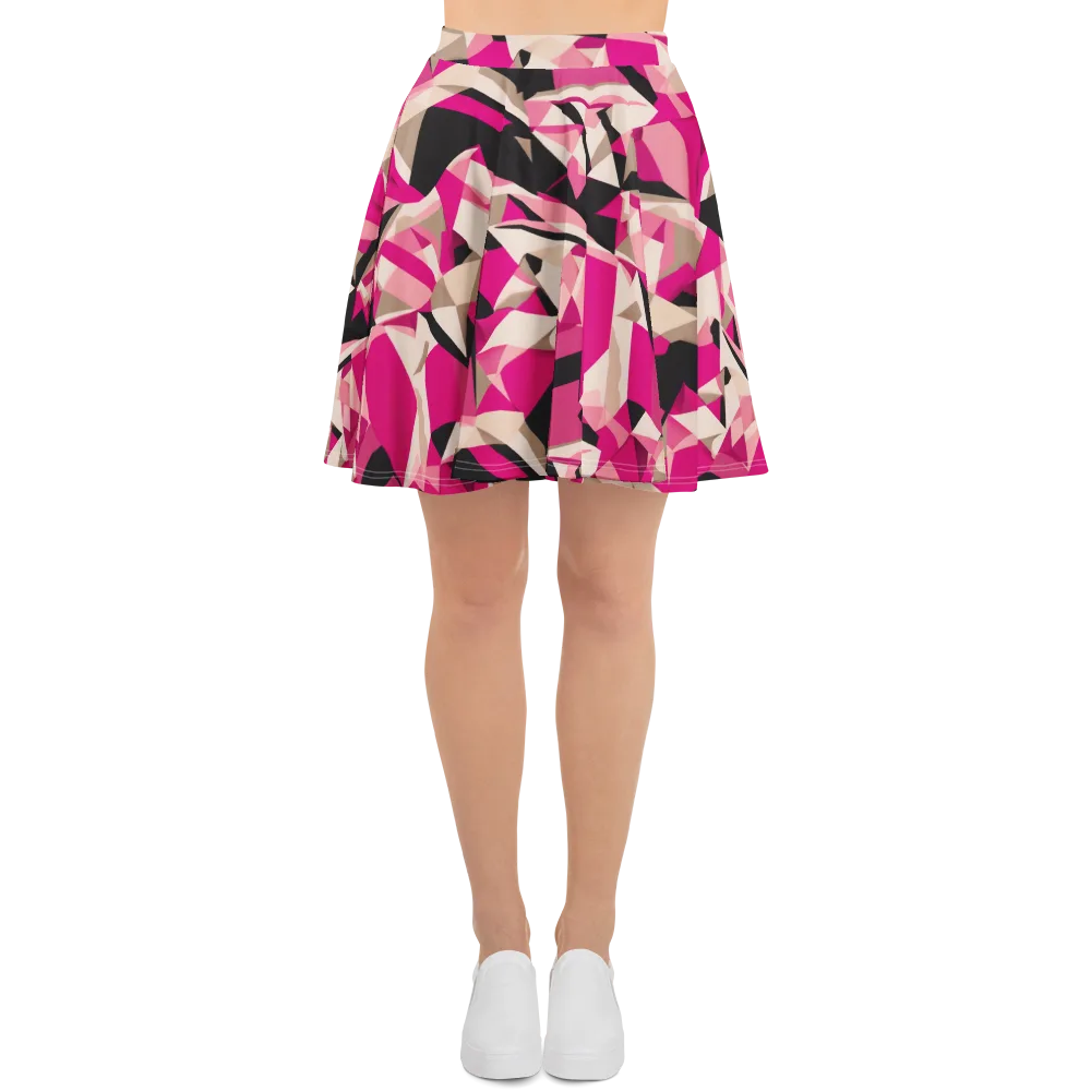 Hot Pink Blueprint on Skater Skirt — Front