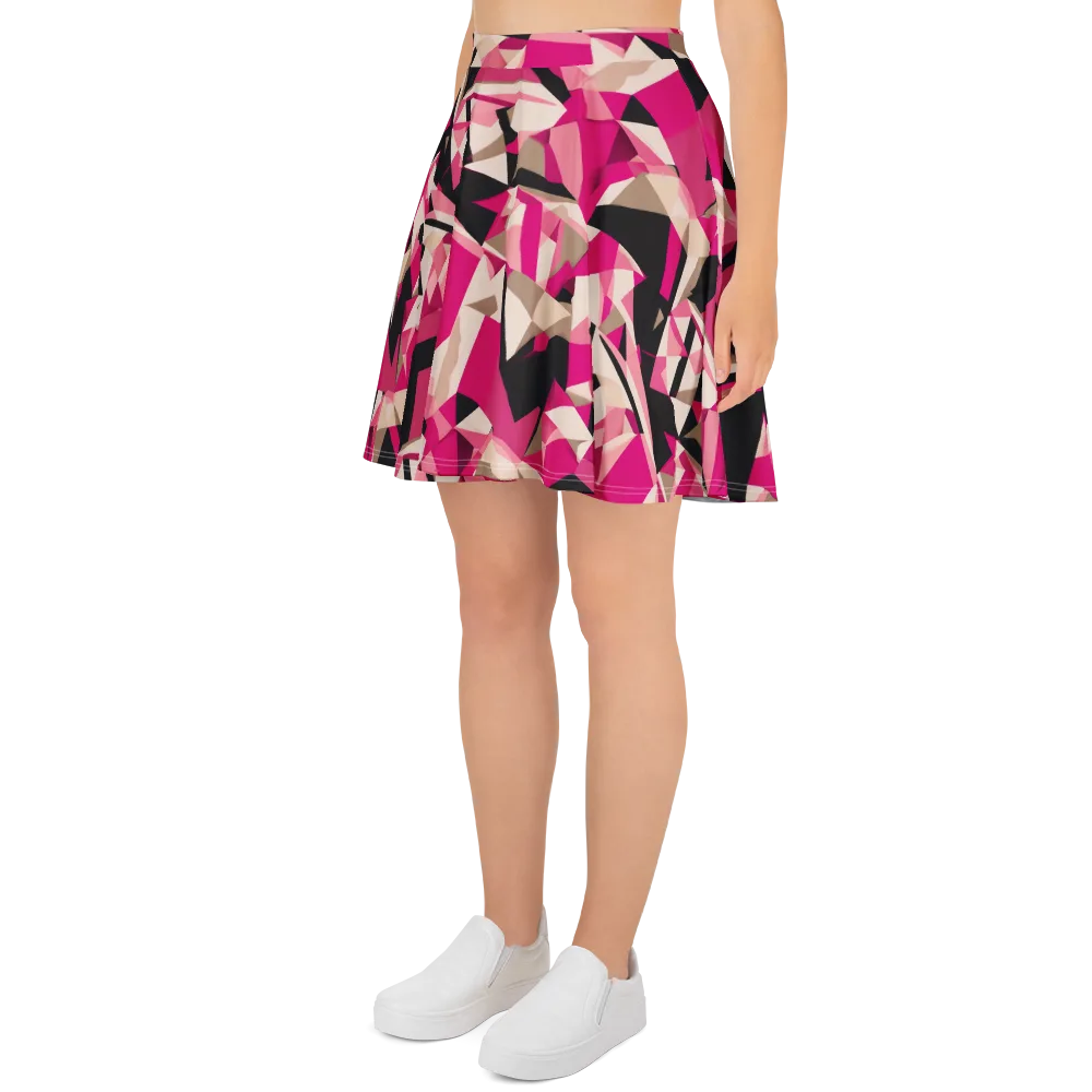 Hot Pink Blueprint on Skater Skirt — Left