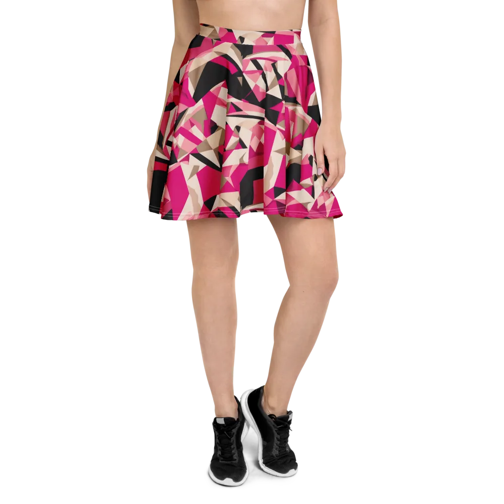Hot Pink Blueprint on Skater Skirt — Front