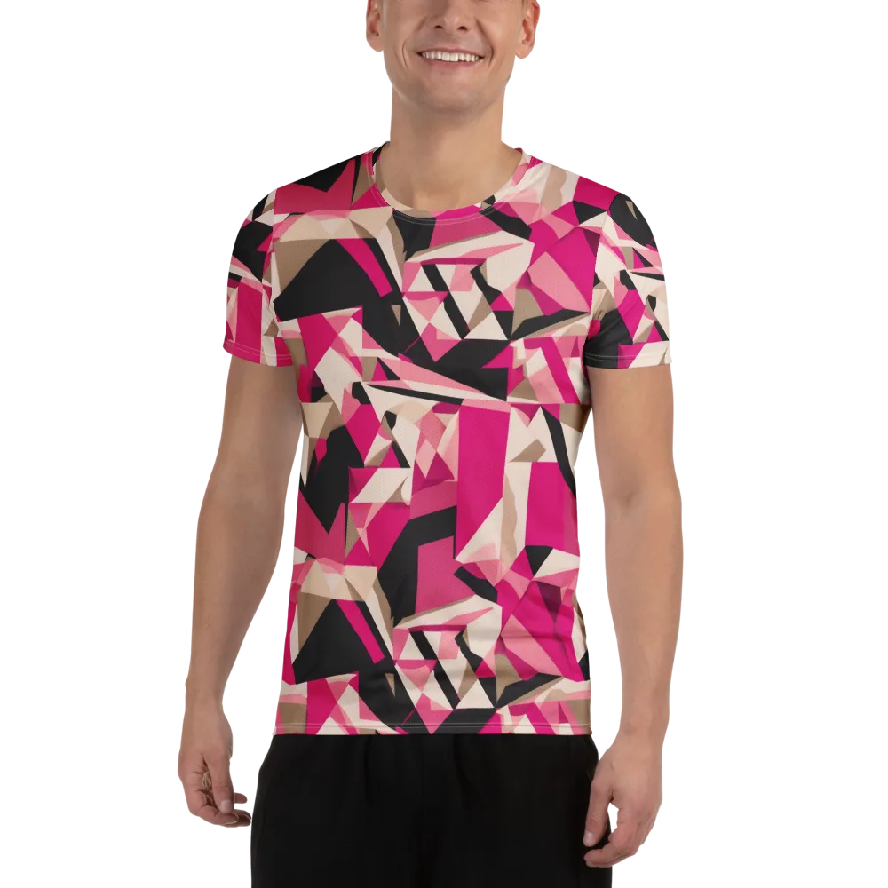 Hot Pink Blueprint on Men's Athletic T-Shirt — Front
