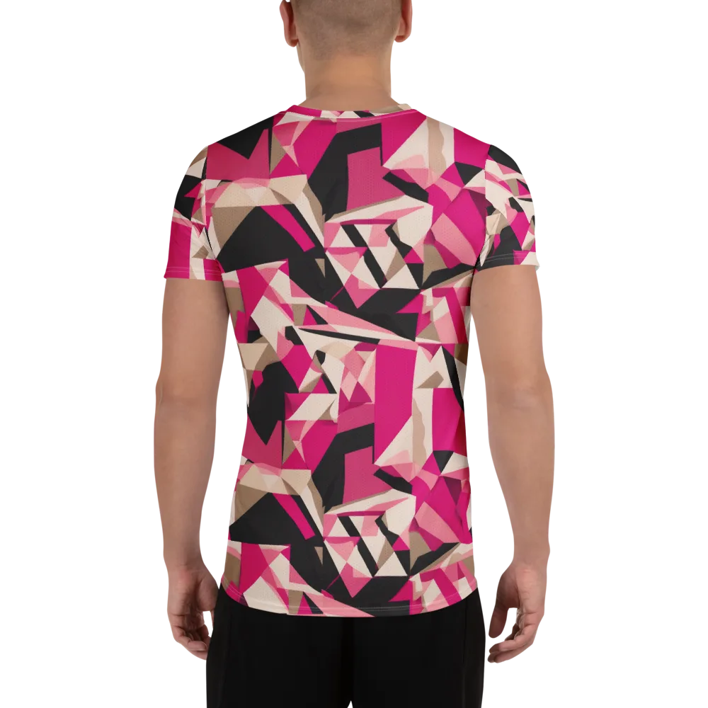 Hot Pink Blueprint on Men's Athletic T-Shirt — Back