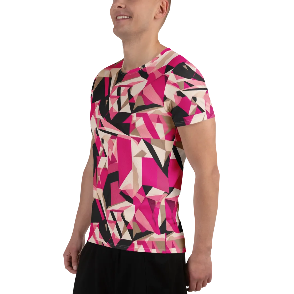 Hot Pink Blueprint on Men's Athletic T-Shirt — Left