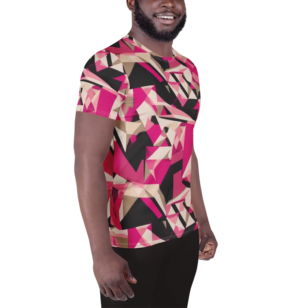 Hot Pink Blueprint on Men's Athletic T-Shirt — Right