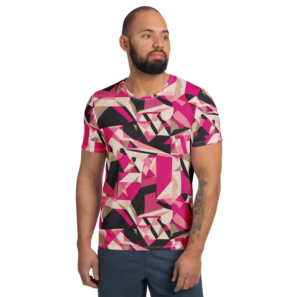 Hot Pink Blueprint on Men's Athletic T-Shirt — Front