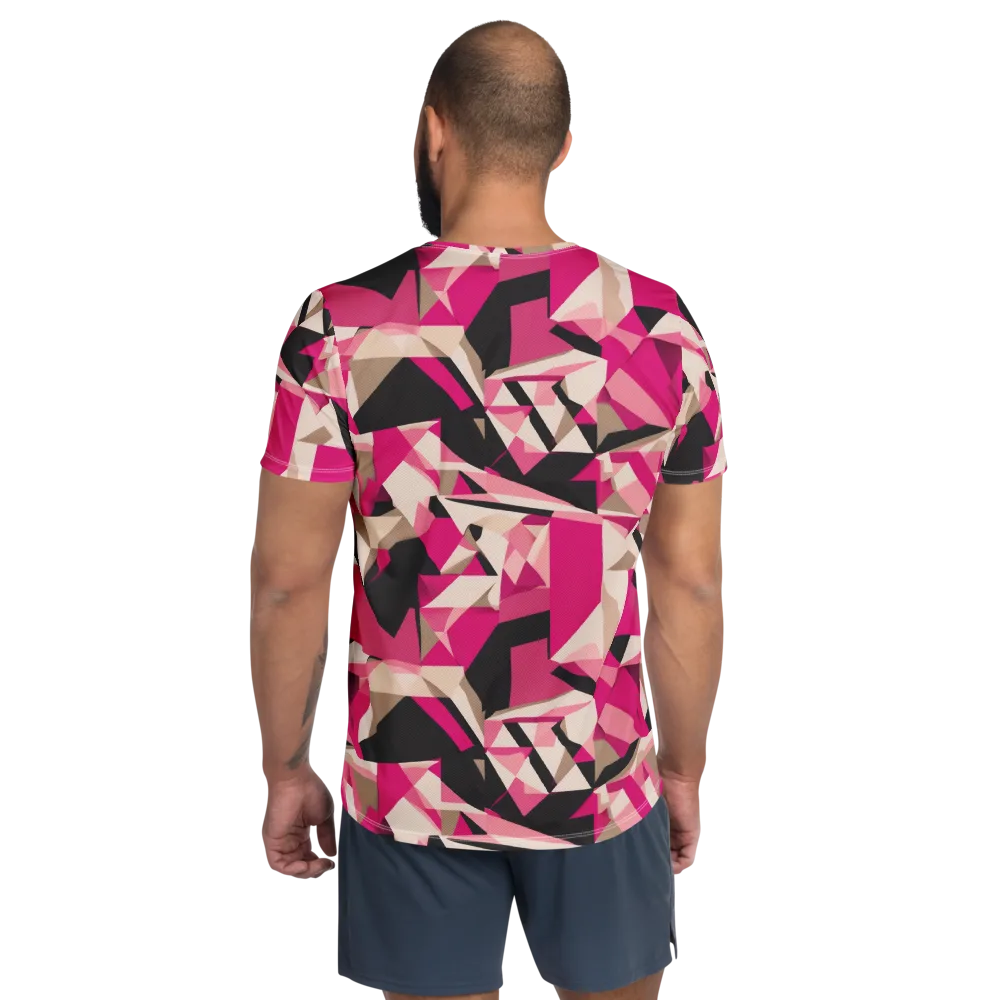 Hot Pink Blueprint on Men's Athletic T-Shirt — Back