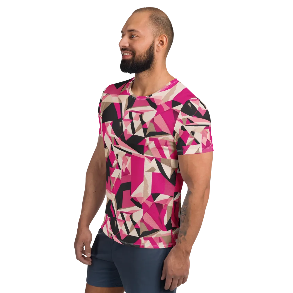 Hot Pink Blueprint on Men's Athletic T-Shirt — Left